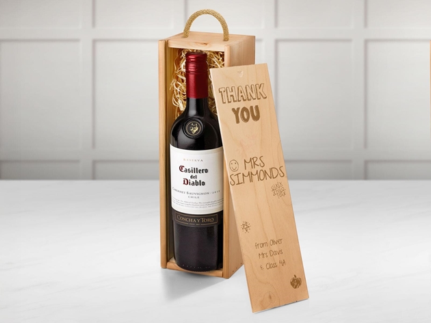 Gifts For Teachers Casillero del Diablo Red Wine Gift Box With Engraved Personalised Lid